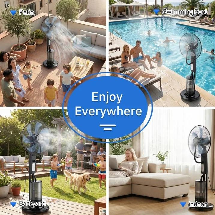 18 inch Portable Misting Cooling Fan w/120° Oscillation, 3 Speeds 5L Water Tank