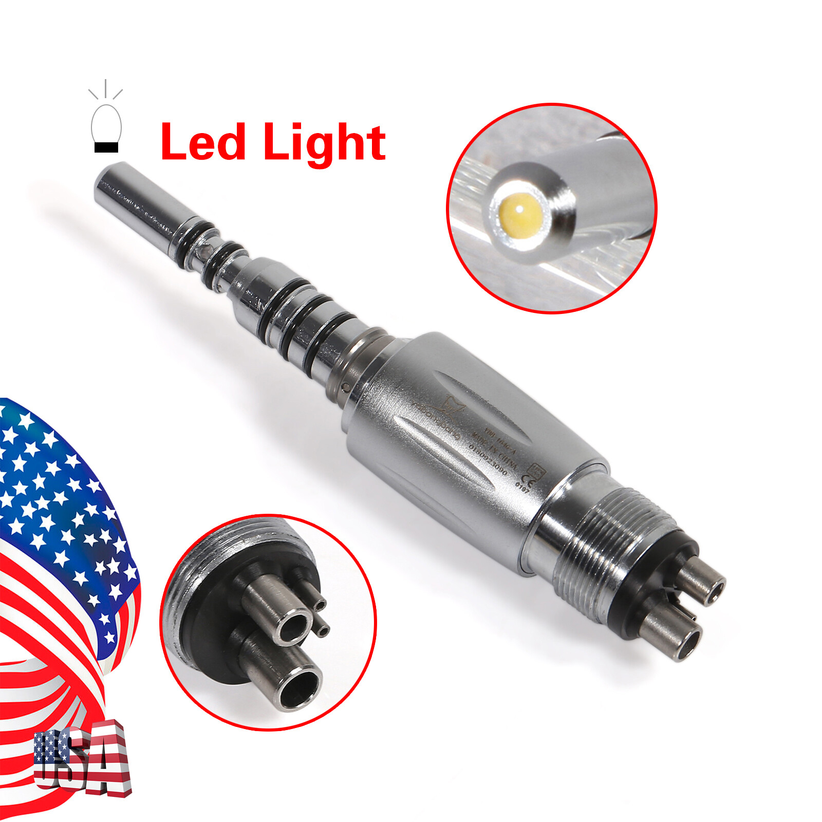 Dental Fiber Optic LED High speed Handpiece / LED Coupler 4Hole/6Hole Swivel US