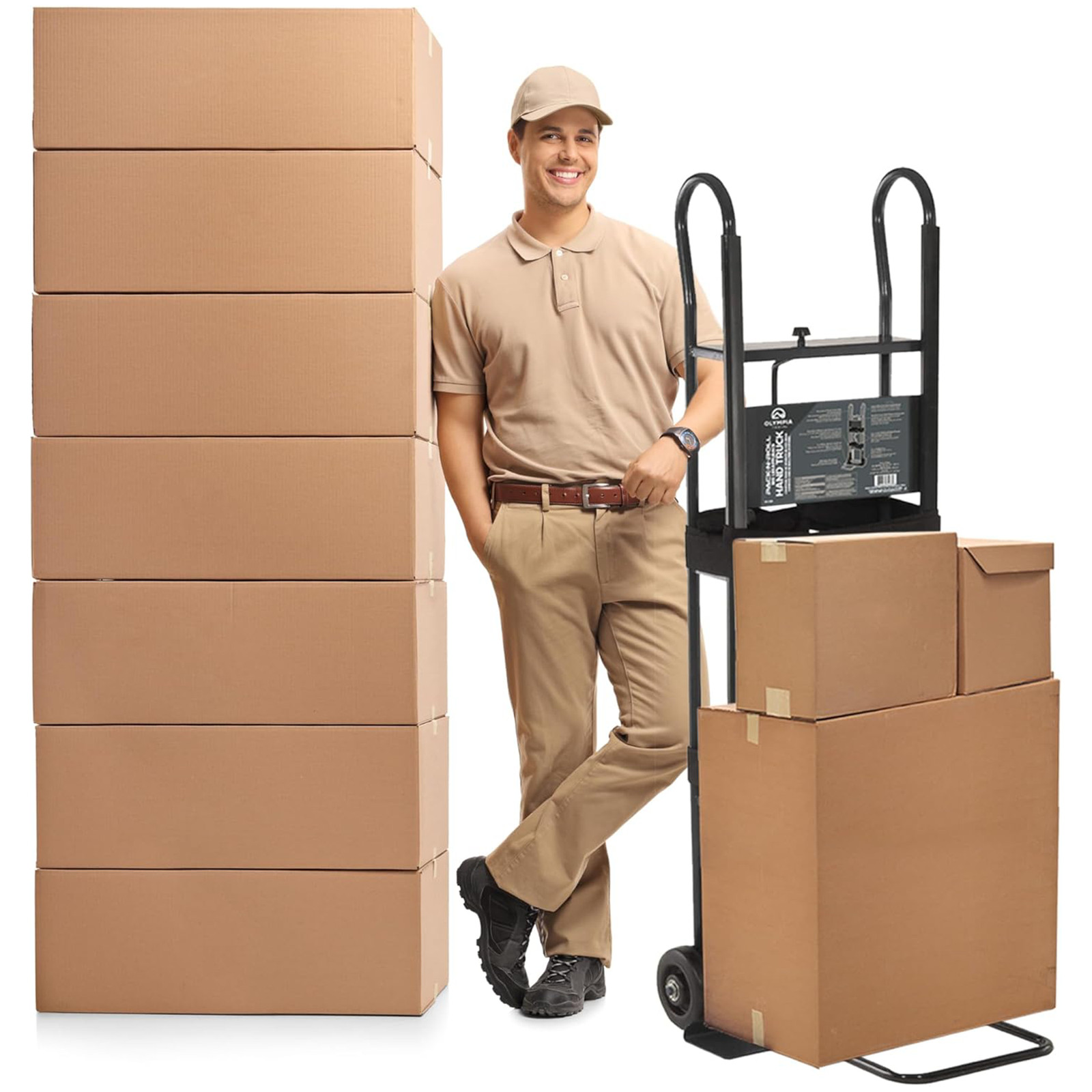 Olympia Tools 800 Lb Hand Truck with Ratchet Straps for Appliances and Furniture