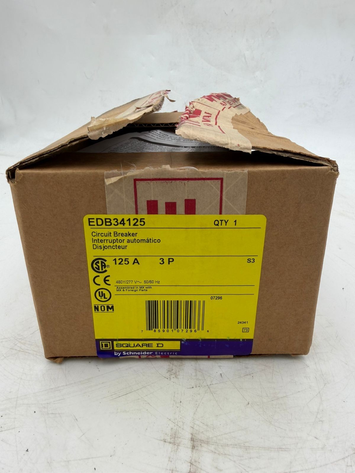 SCHNEIDER SQUARE D EDB34125 CIRCUIT BREAKER 125A 3 POLES