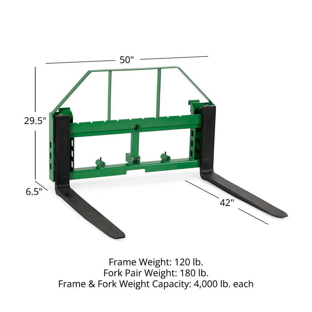 Titan Attachments 50-in Pallet Fork Frame Attachment, 4,000 LB Capacity