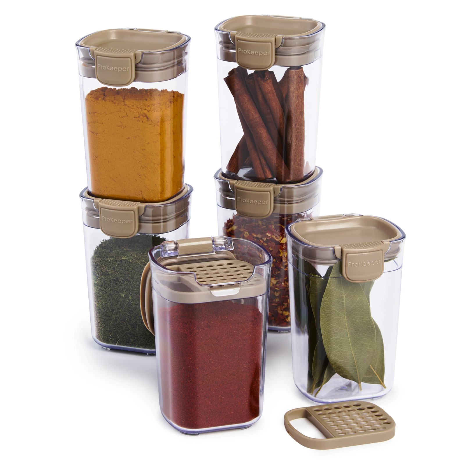 ProKeeper Progressive Spice Storage Container Set, 6 Airtight 5-Oz Keepers