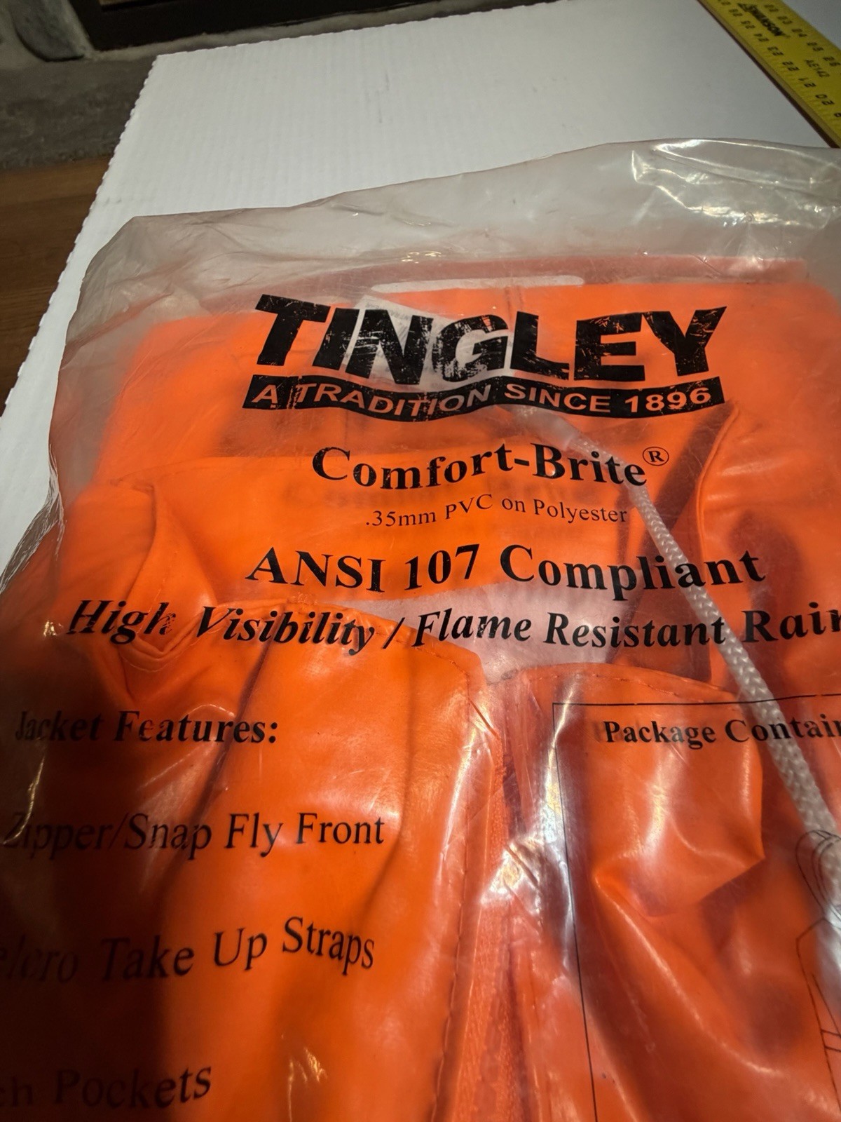 Tingley Rain Jacket J53129 Flame Resistant Orange XL Comfort Brite Hi Visibility