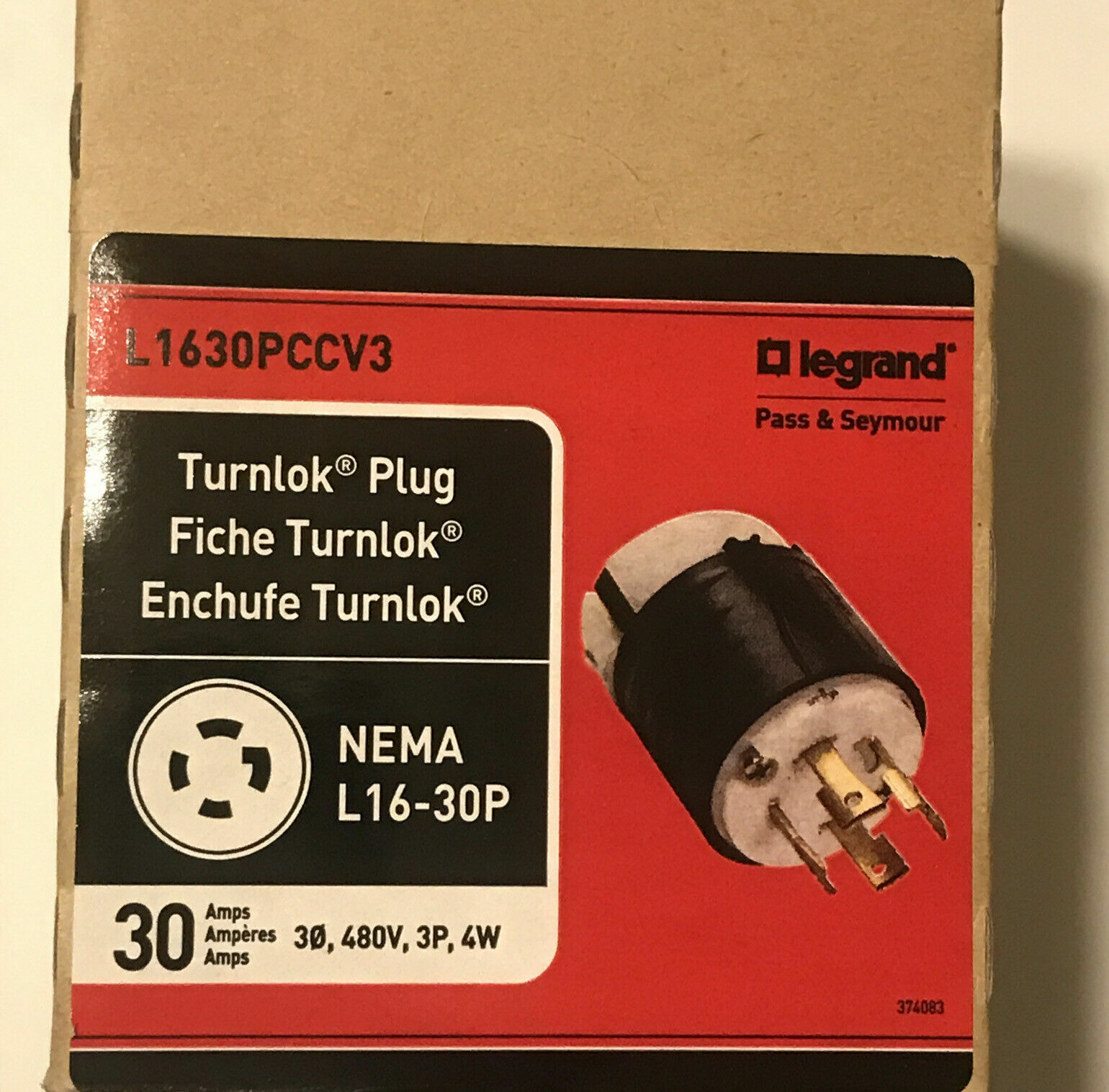 7 Pcs. LEGRAND NEMA L16-30P/ L1630-PCCV3 TURNLOK PLUGS 30A 3PH 480V 3P 4-WIRE