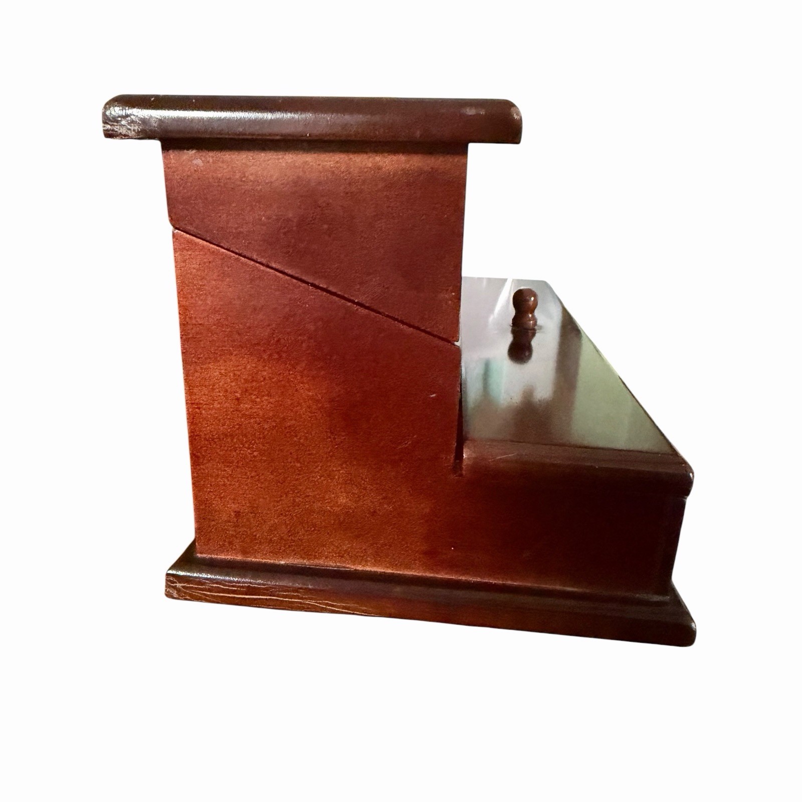 Bombay Company Mahogany Wood Box Letter Desk Organizer Hinged Lids 1987 10x5x5.8
