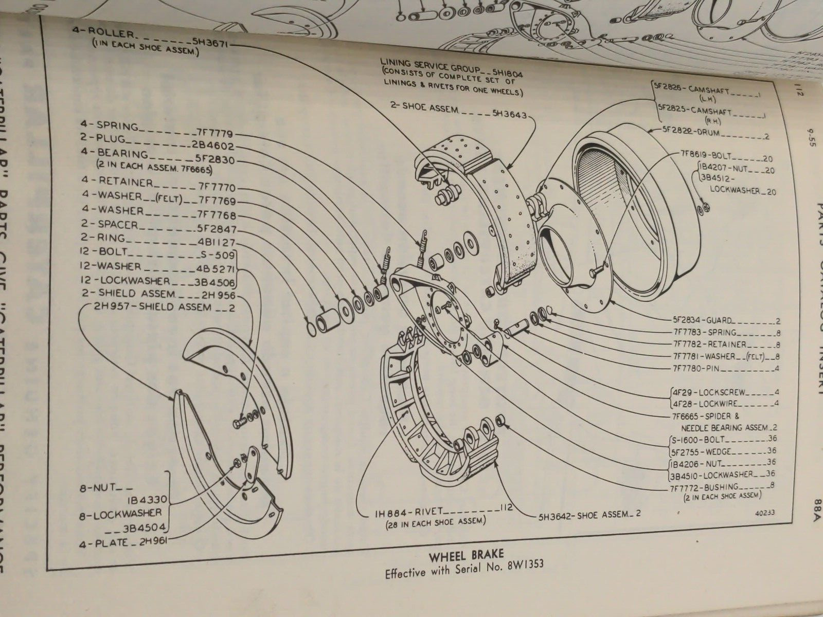 CAT Caterpillar DW21 TRACTOR Parts Catalog Book Manual S/N: 8W1061 – 8W1720