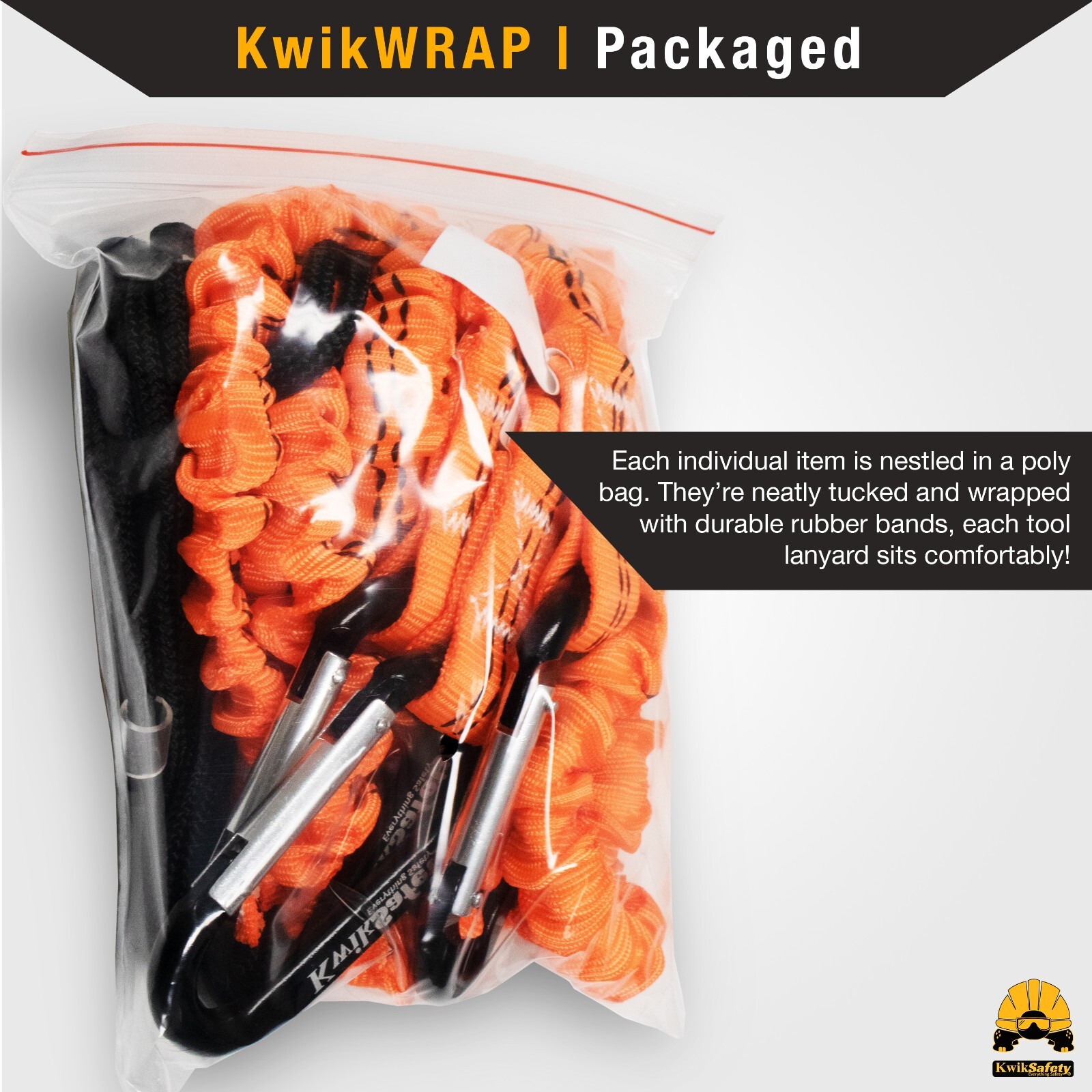 KwikSafety TENTACLE Light Duty Retractable Bungee Tool Lanyard w/ Carabiner Clip