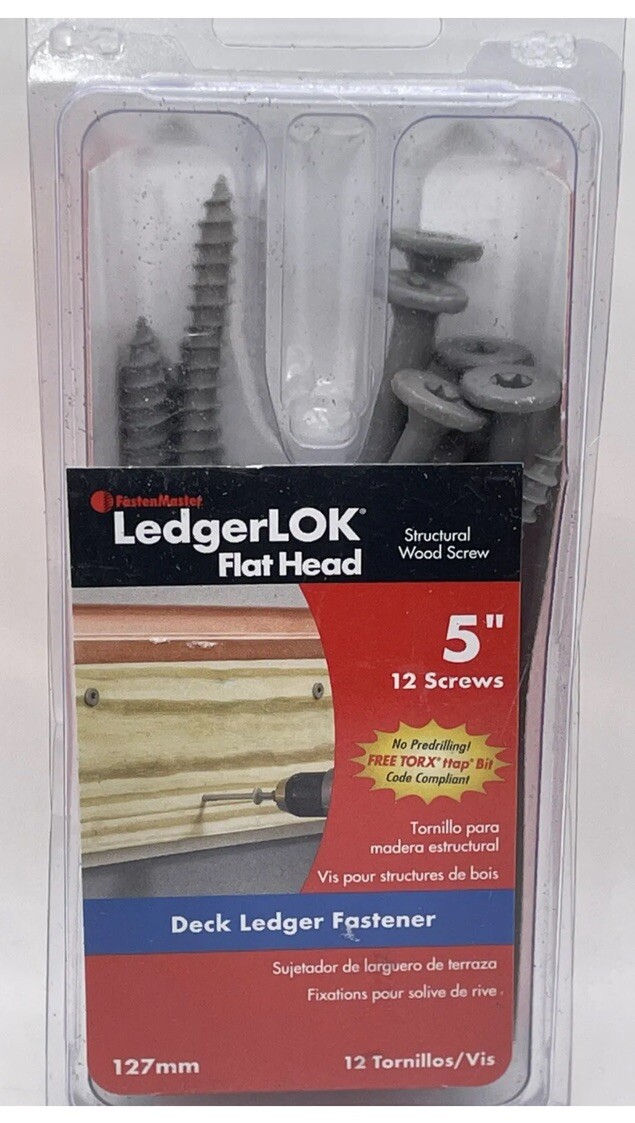 FastenMaster LedgerLOK 5” Flat Head Deck Ledger Fastener 12 screws FMLLF005 NEW