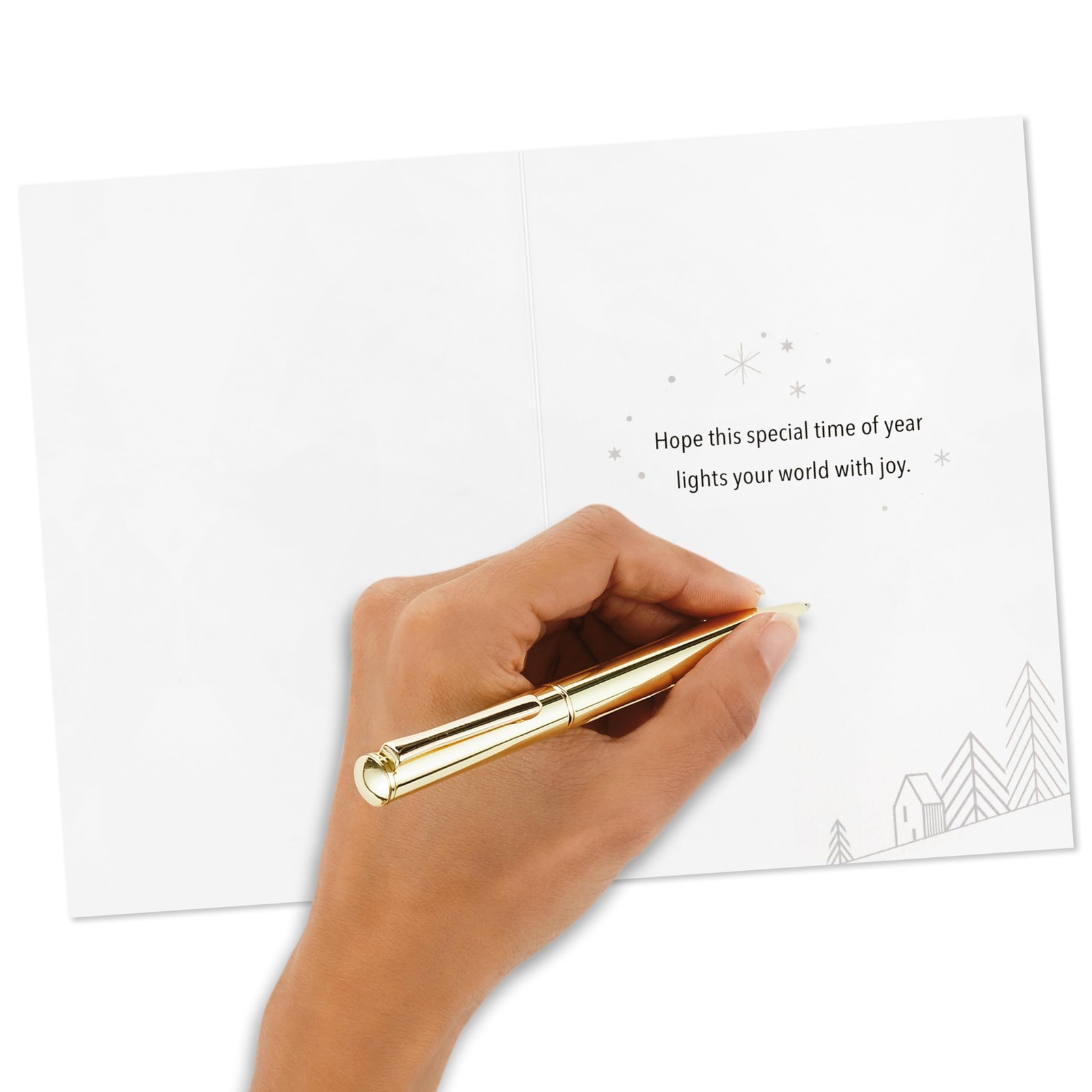 Hallmark Bulk 5 inches x 7.19 inches, Gold Foil Houses and Trees on Navy Blue