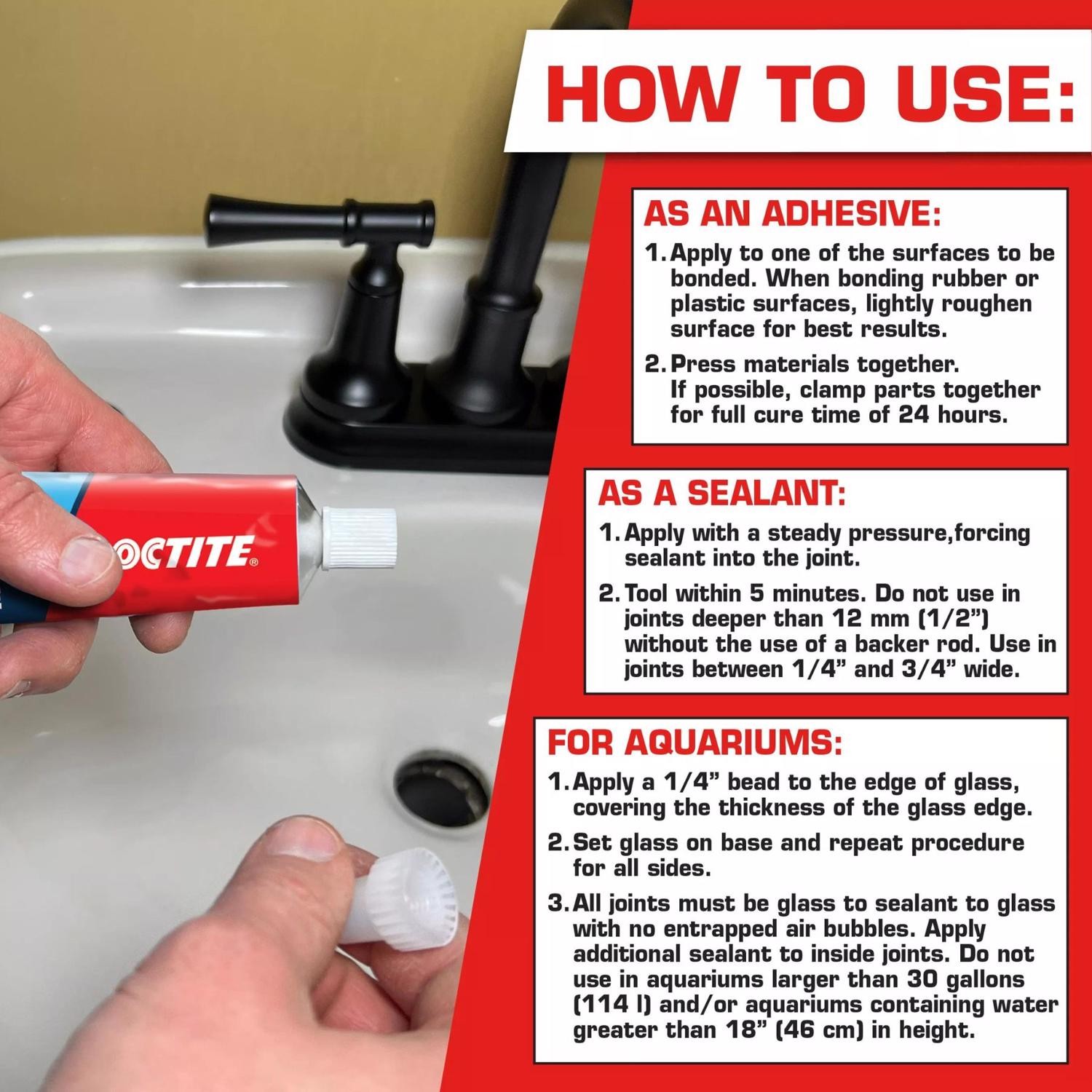Loctite 908570 Tube Clear Silicone Waterproof Sealant 2.7 oz. (Pack of 6)