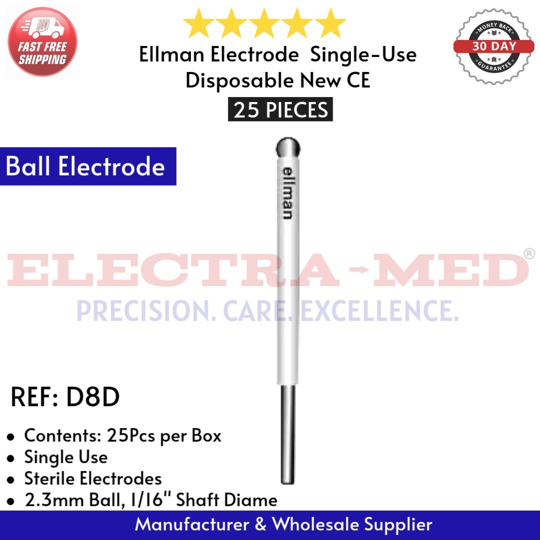Ellman Electrodes – 14 Types: Ball, Needle, Scalpel, Diamond, Round, U – 25 Each