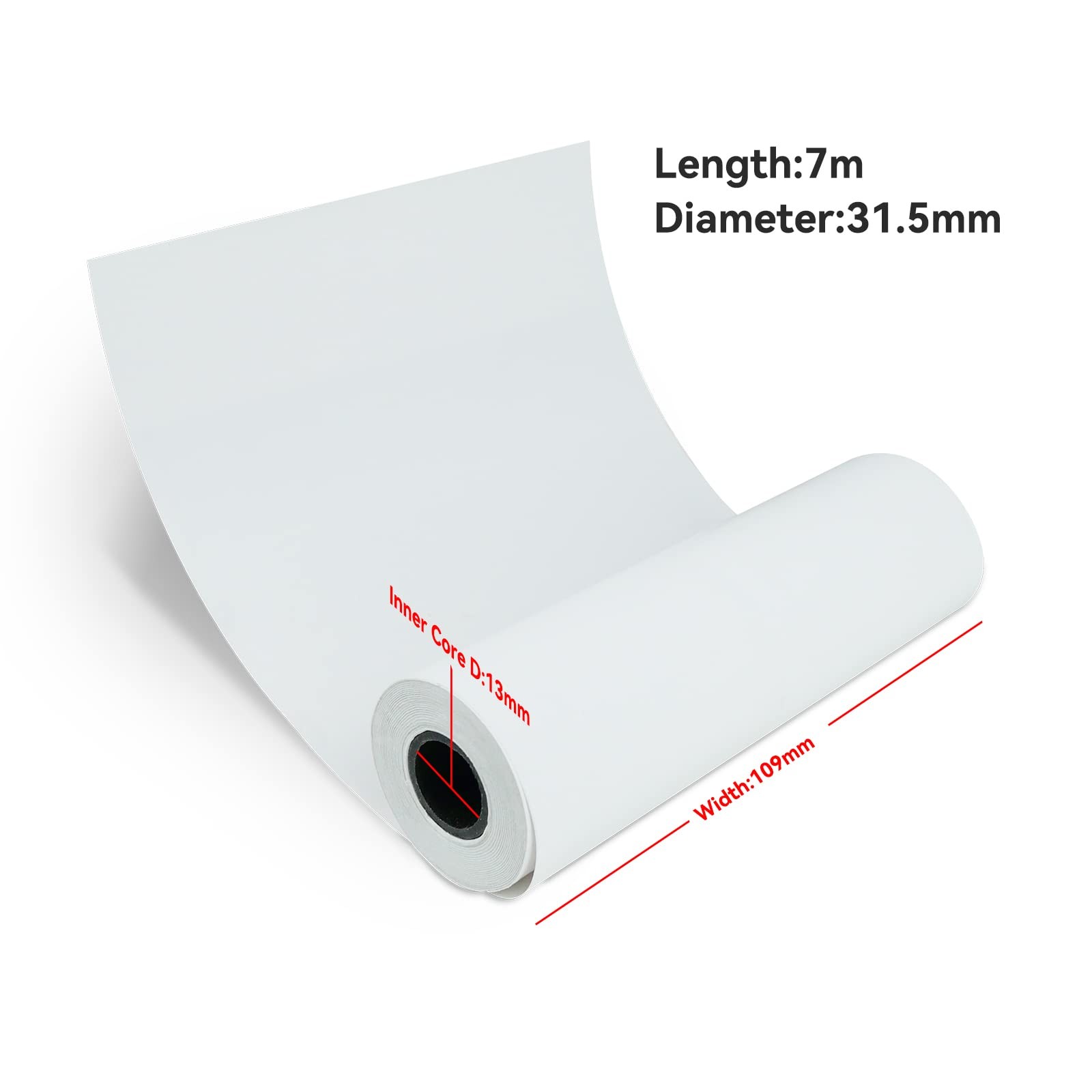 A6 Thermal Paper 6 Rolls(110mm/4.3″width/7m long,Φ1.18″) for portable printer…