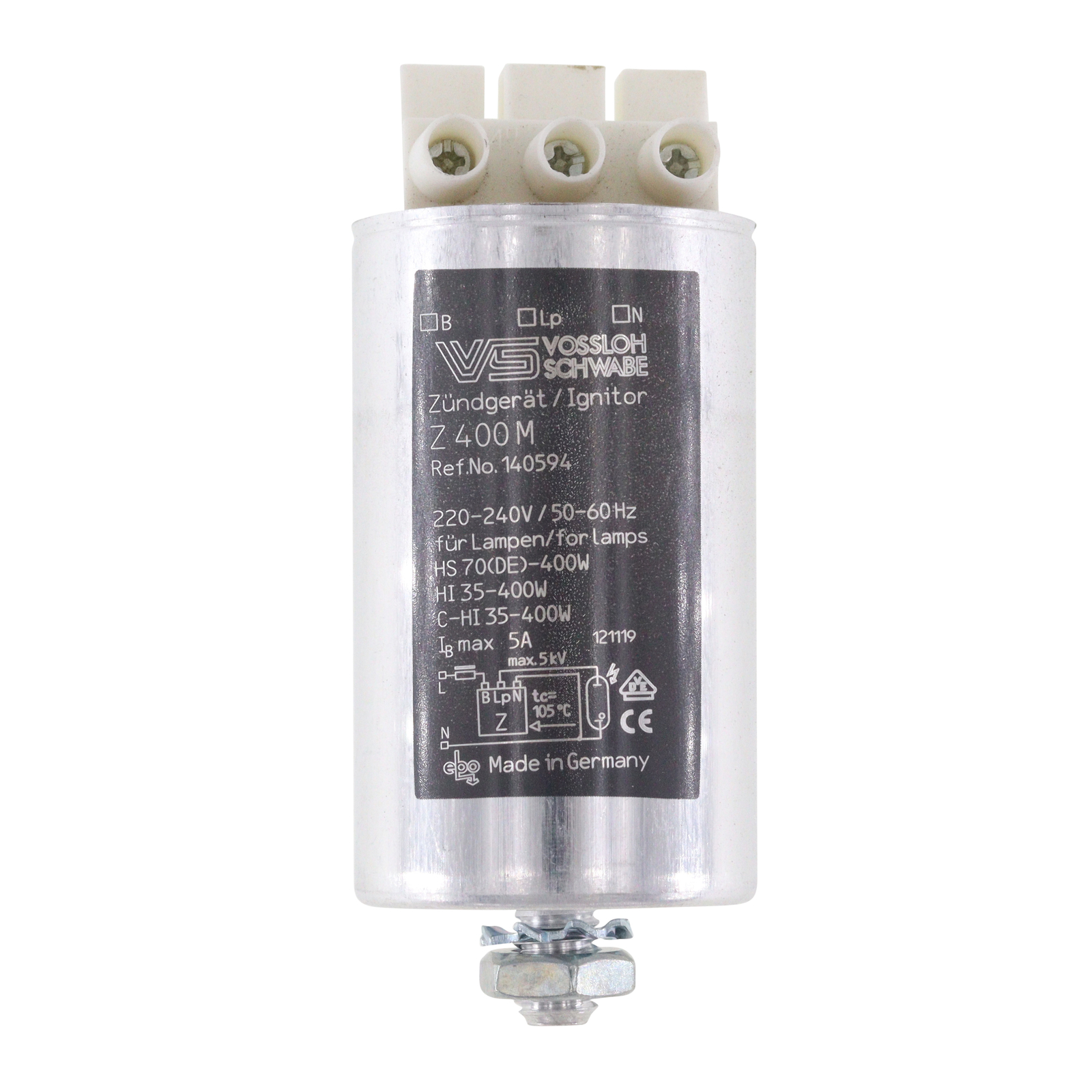 VOSSLOH-SCHWABE 140594 Z400M HID LAMP MH/HPS IGNITOR, 220-240V, 35-400W