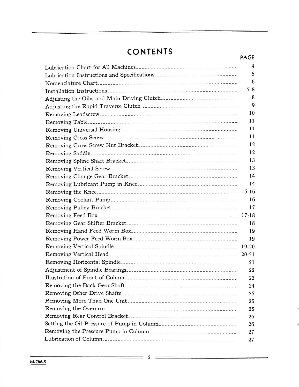 Cincinnati 1, 2, 3,&4 Milling Machine Dial Type Service & Parts List Manual *399