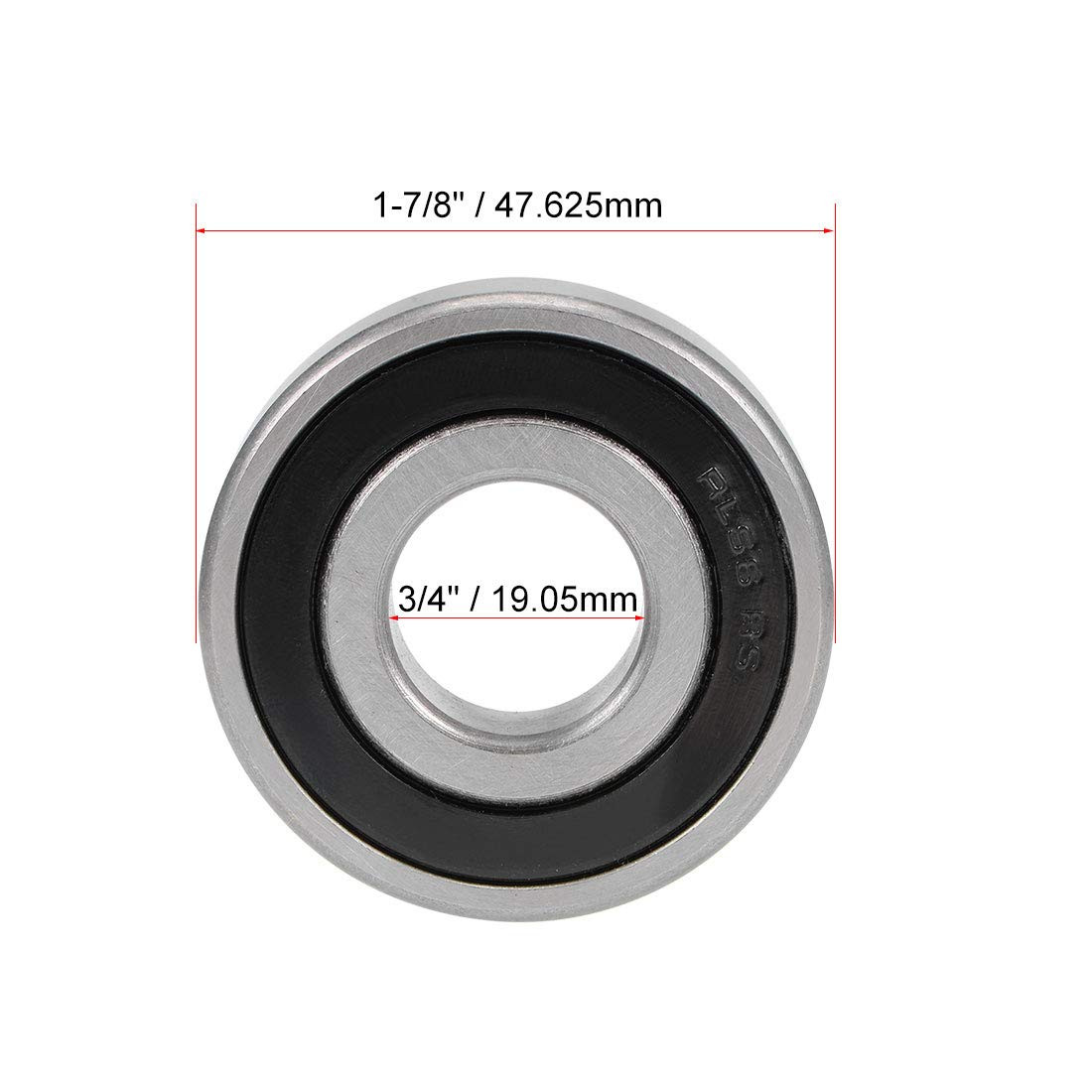 2 Pcs RLS6-2RS Ball Bearing, 3/4×1-7/8×9/16in, Double Sealed