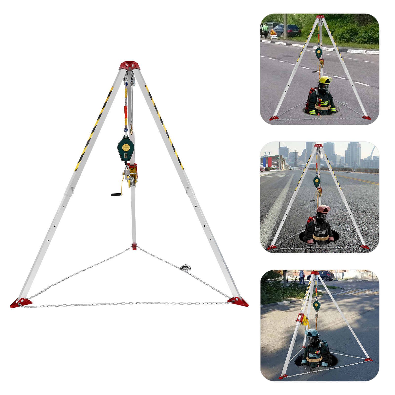 Confined Space Tripod Kit w/ 1200lb Winch 5-6.5ft Adjustable Legs Rescue Tripod