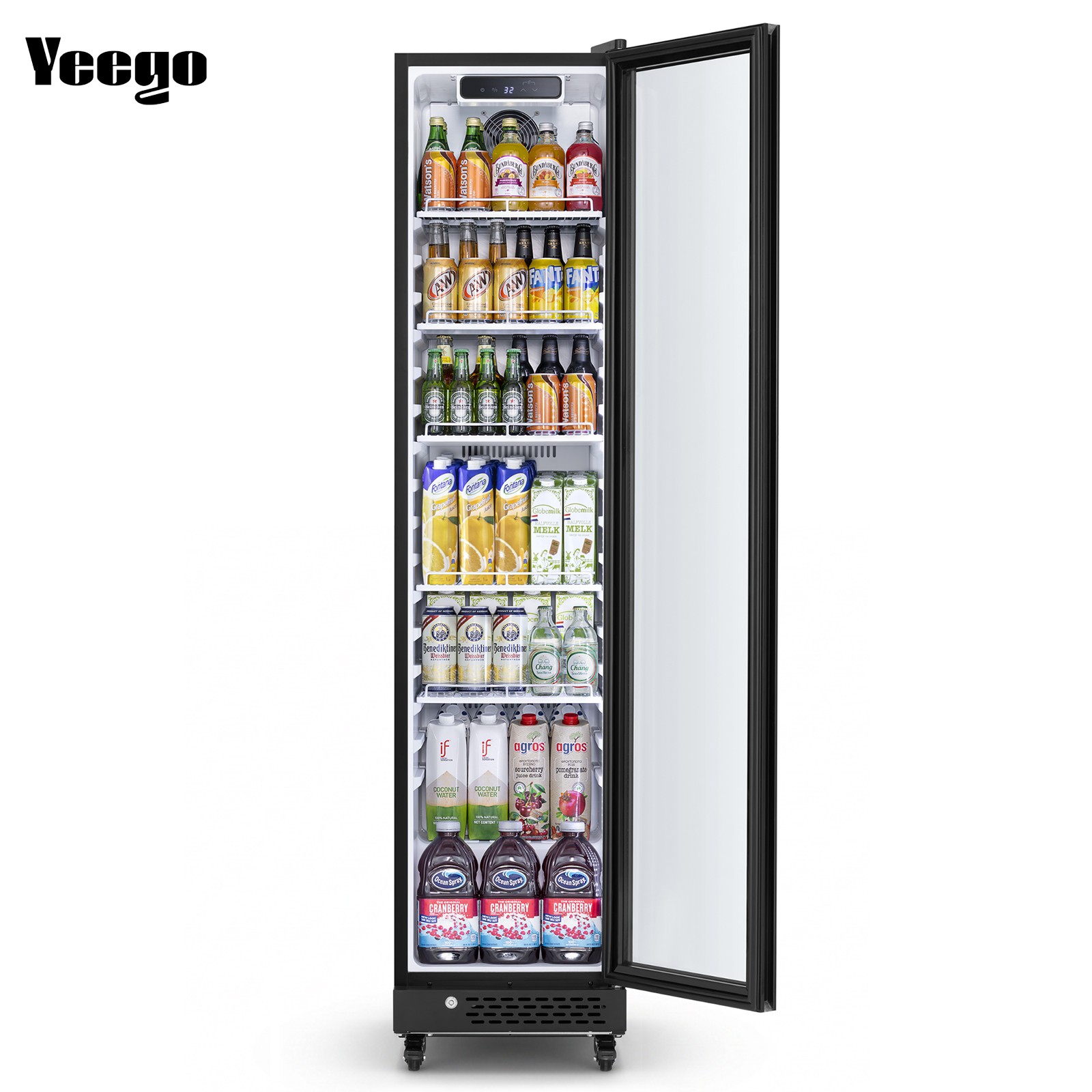 Yeego 8.3 Cu.ft Commercial Fridge 1 Glass Door Merchandiser Refrigerator Black