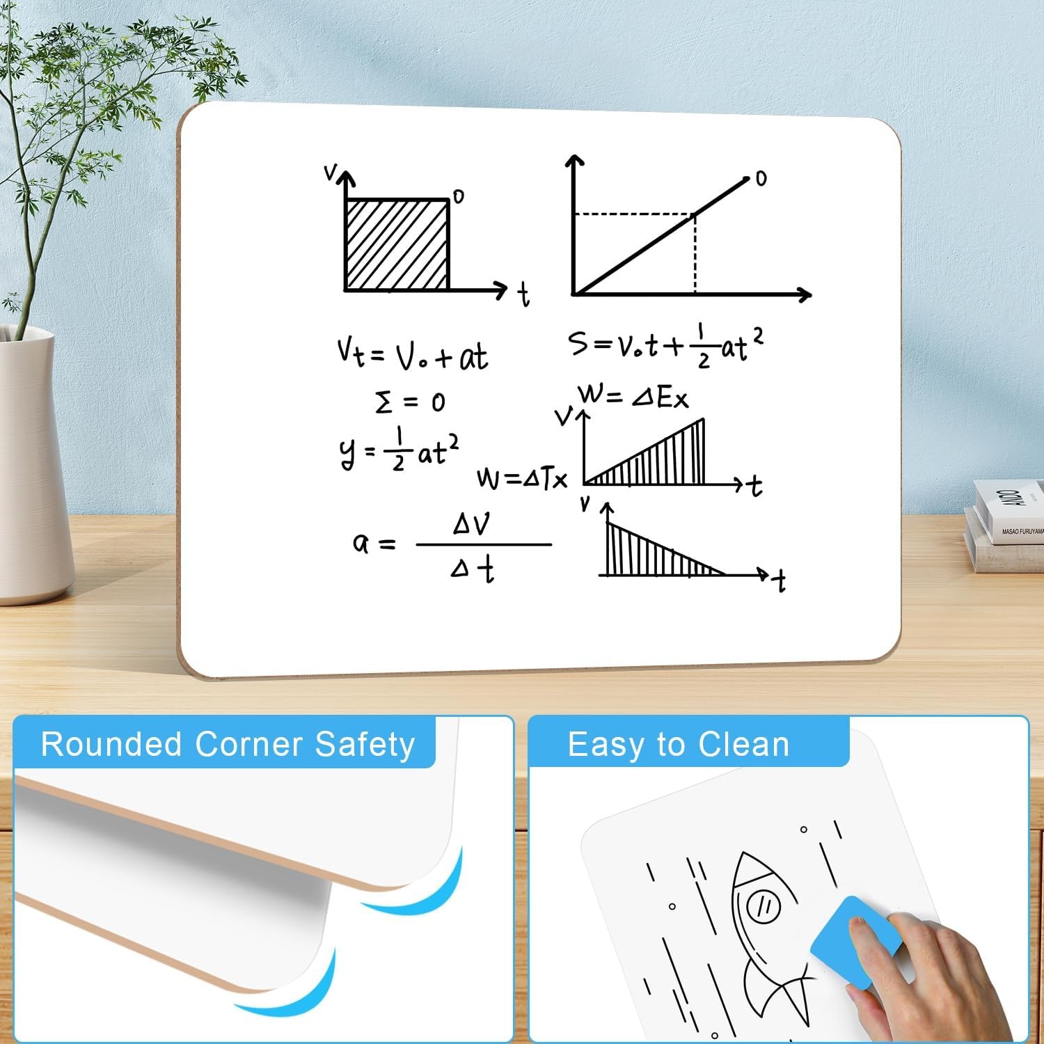 Dry Erase LapBoards, 6 Pack Double Sided 12.5 x 9 Inch Whiteboards with 6