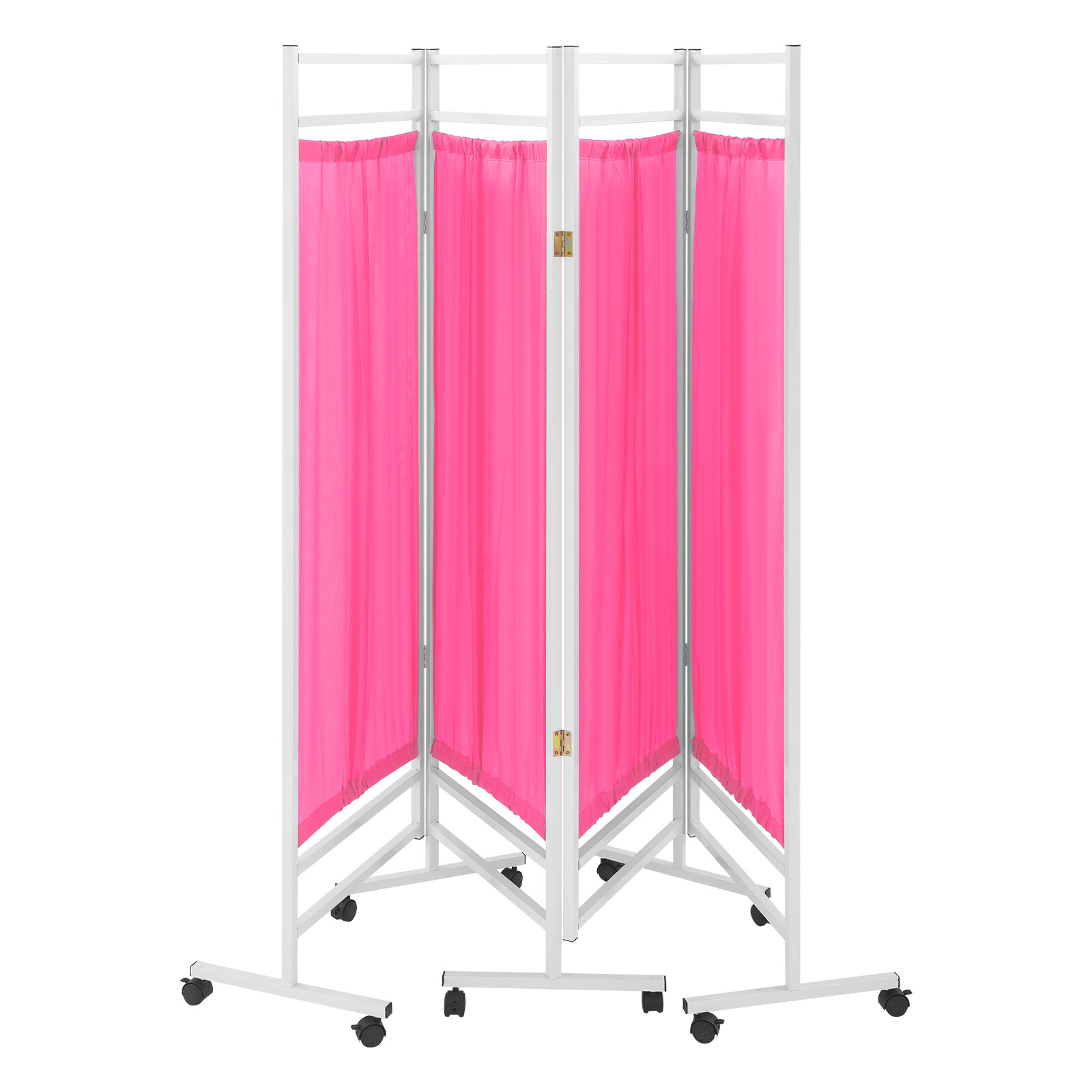 4 Panels Foldable Medical Room Divider Portable Medical Privacy Screen Pink