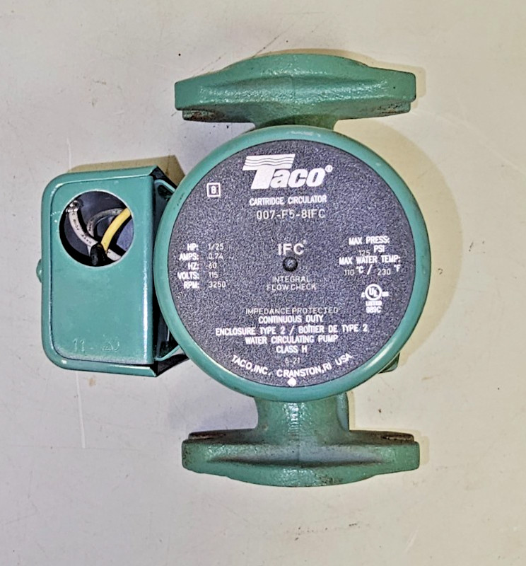 Taco 007-F5-8IFC Cast Iron Circulator, 1/25 HP (DEFECTIVE, PARTS ONLY)