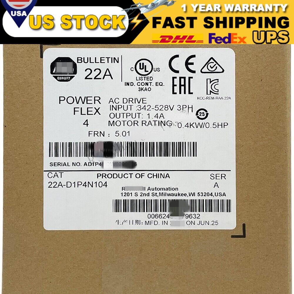 1P AB 22A-D1P4N104 New Sealed 22A-D1P4N104 /A PowerFlex 4 0.4 kW 0.5 HP AC Drive