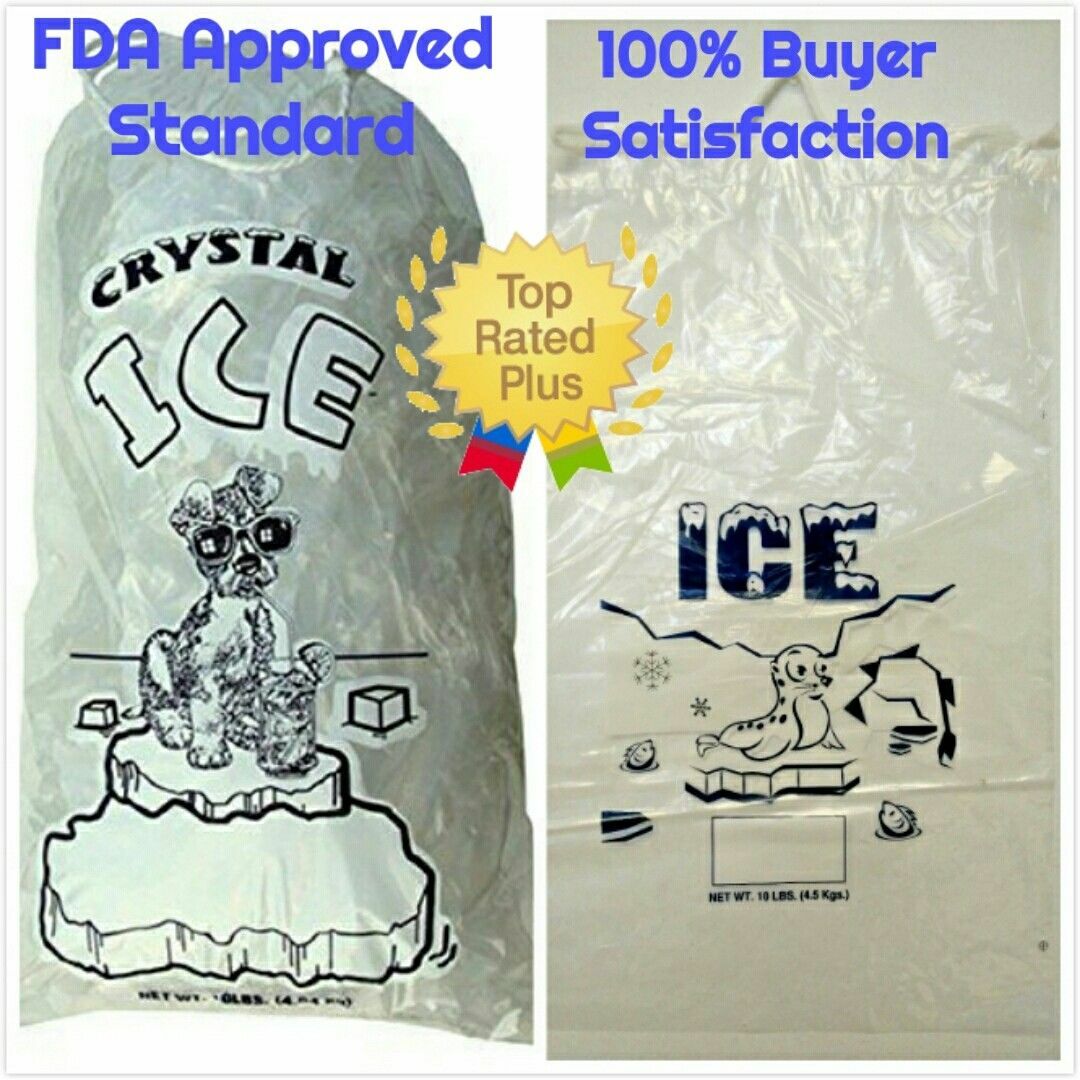 COMMERCIAL 500 PCs Clear 10 LB / LBs 8 LB / LBs Plastic Ice Bag Bags Drawstring