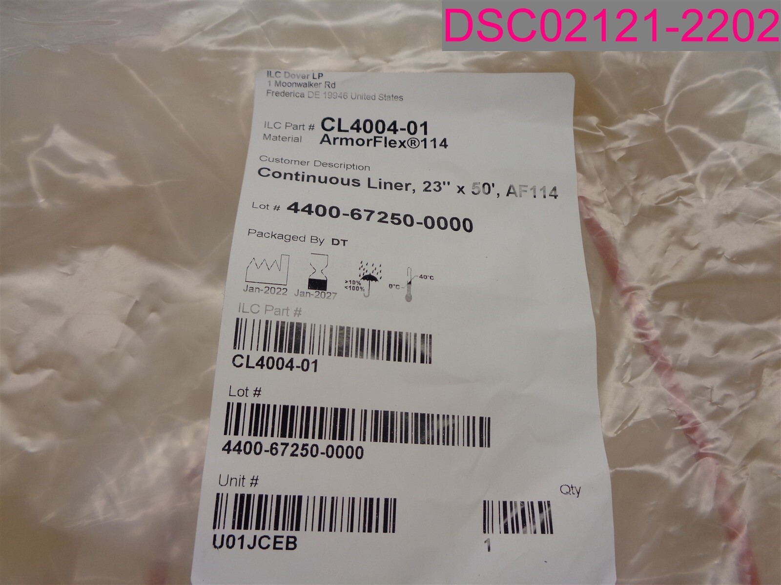 ILC Dover CL4004-01 ArmorFlex114 Continuos Liner 23″x50′ AF114
