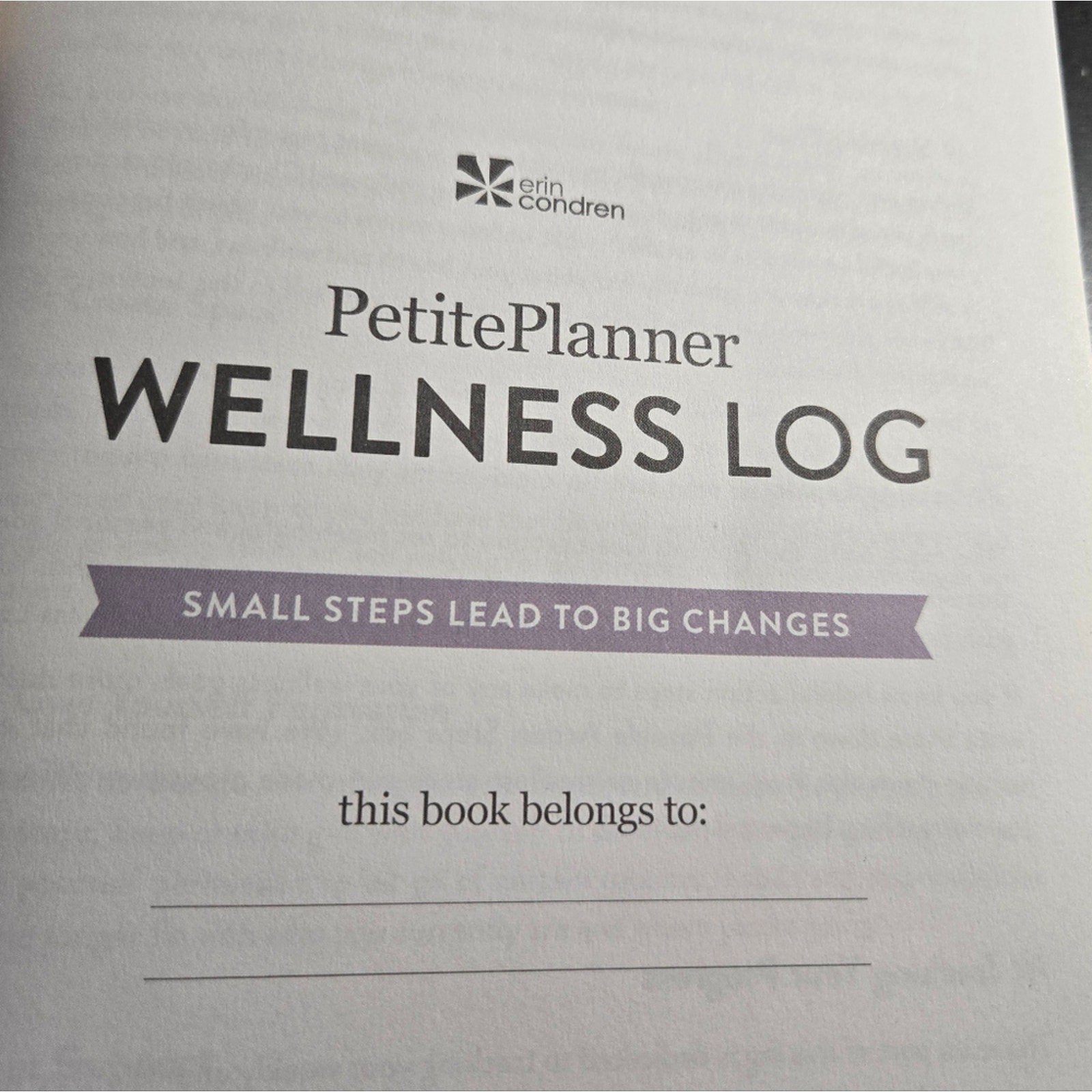 Erin Condren Wellness Log Petite Planner 5 1/2 X 8 inches