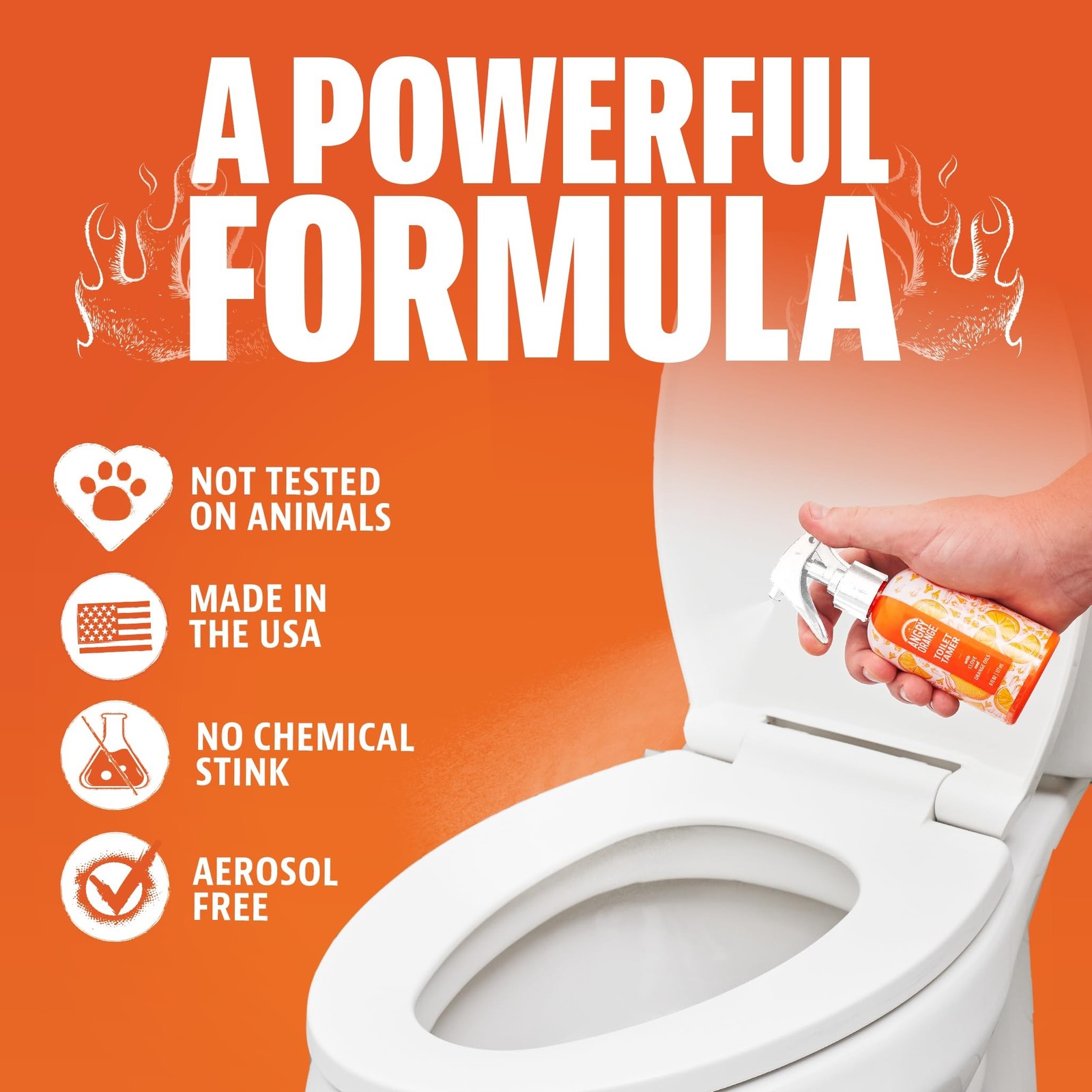 ANGRY ORANGE Toilet Tamer Bathroom Spray – Citrus Orange Spice – 6 oz