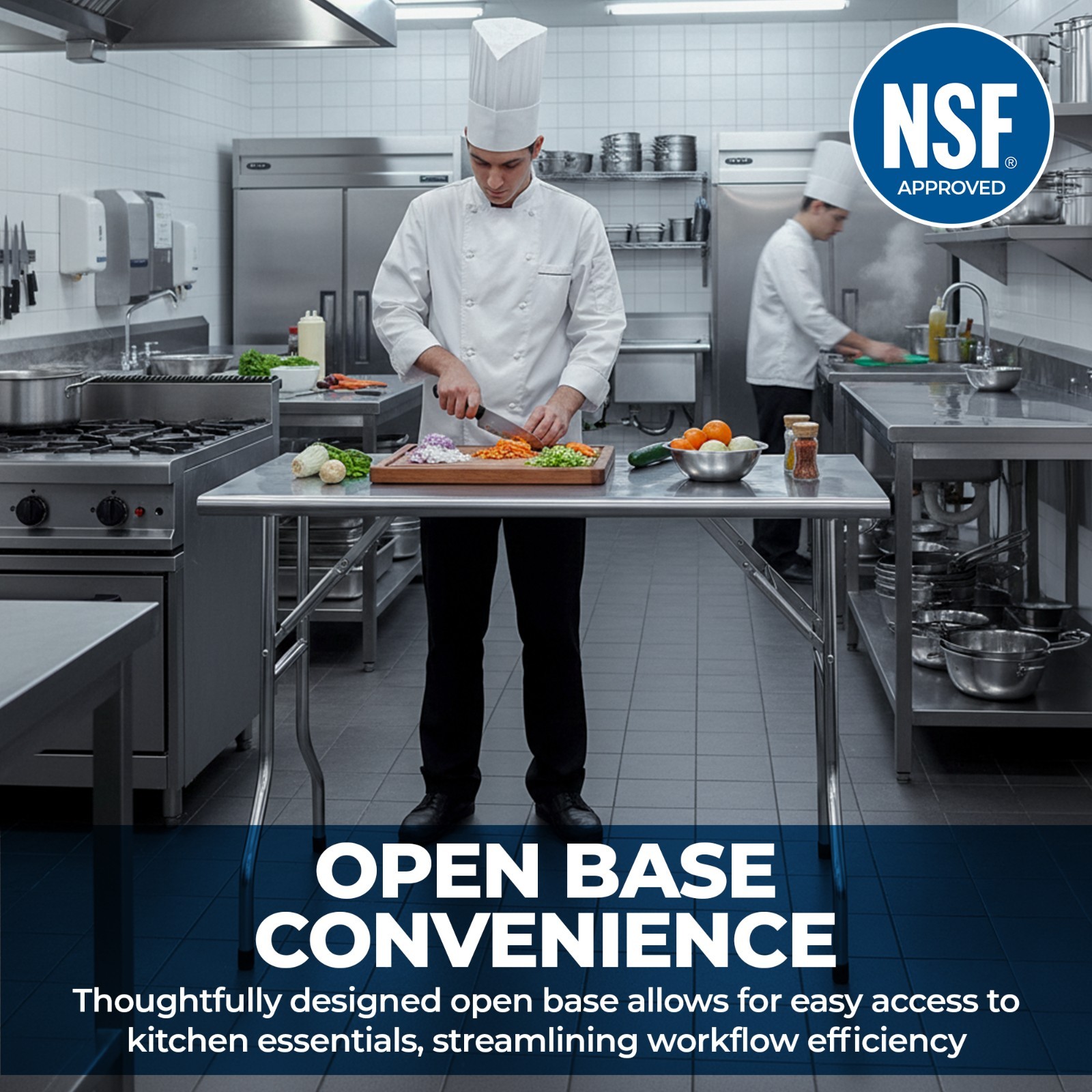 Stainless Steel Folding Work Table | Open Base Utility Table NSF