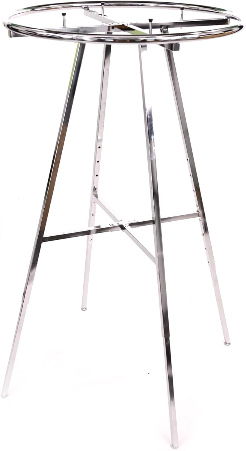 Chrome 36″ Round Clothing Rack Height 48 – 72″ H Leveler Glides Garment