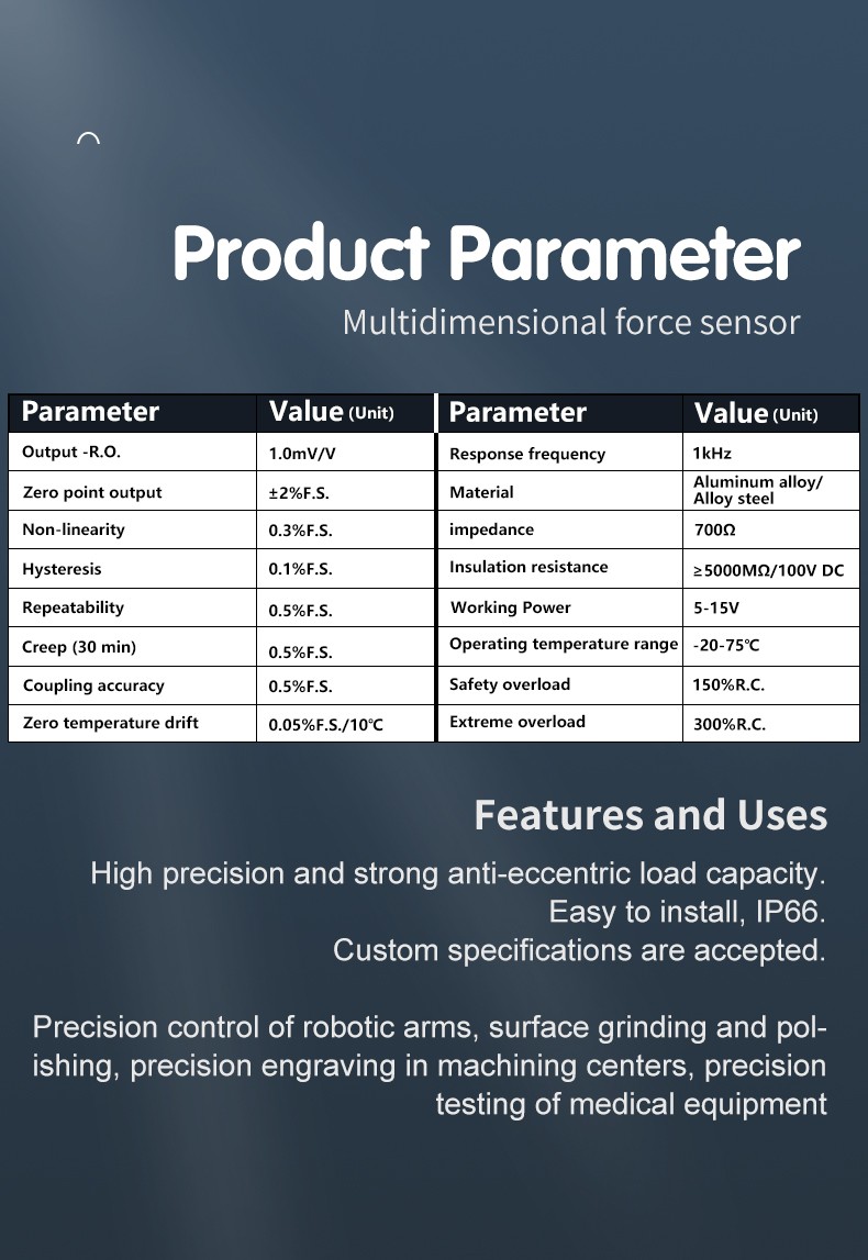 DAYSENSOR 3 Axis Load Cell 5000N,0.5% FS Accuracy IP66 Protection Class MutiAxis