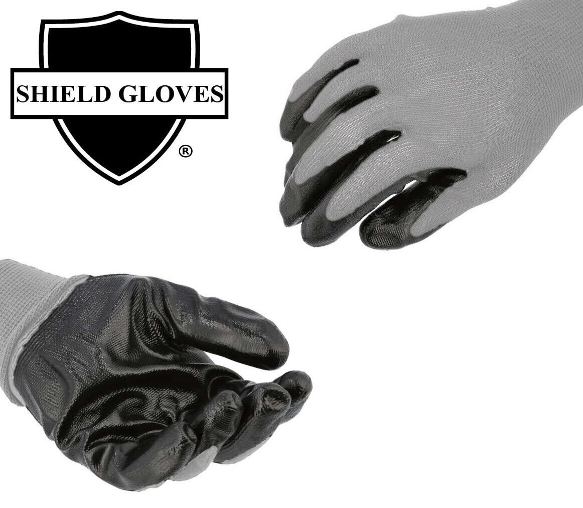 Grey Dipped Gloves Nitrile Nylon Industrial Work Gloves Large 240 Pairs