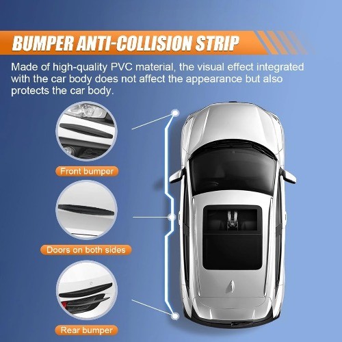 Widened Anti-Collision Bumper Guard Strips, Anti-Scratch Corner P Color: Black