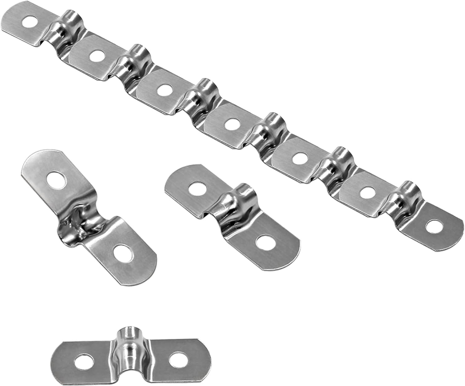 50Pcs M5 Pipe Strap Clamp 3/16″ Stainless Steel Two Hole U Bracket Fastener Kit