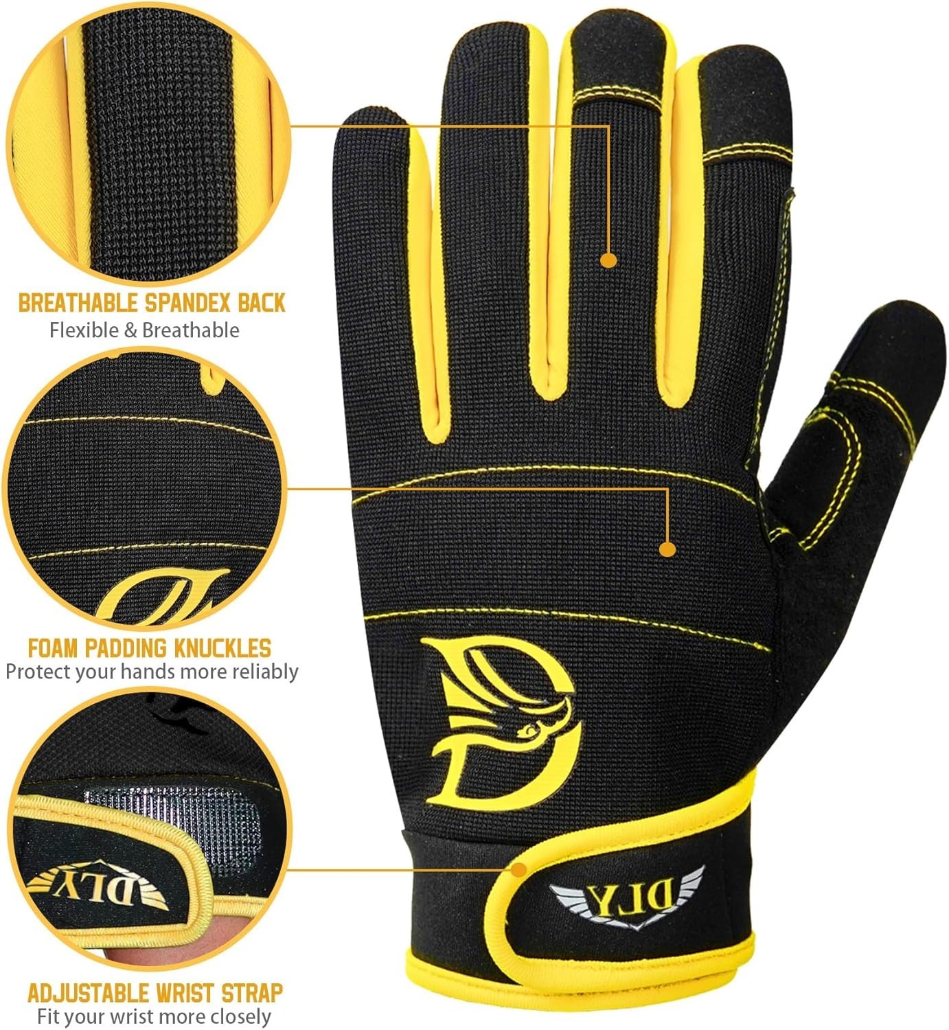 Durable Synthetic Leather Work Gloves with Impact Protection for Outdoor Use