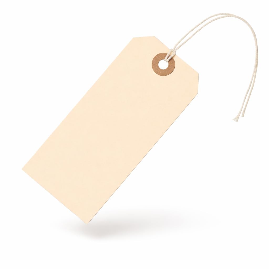 Premium Manila Shipping Tags String Attached 4.75×2.375 Inch Cardstock 200 PCS