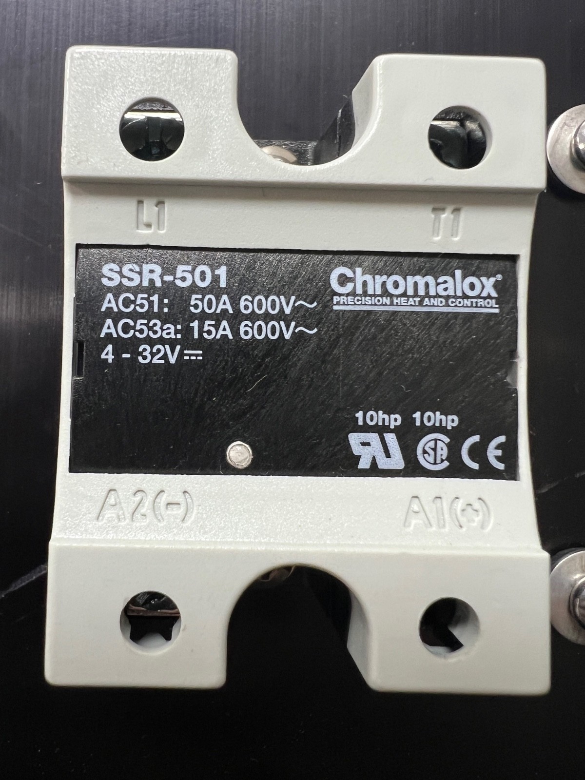 Chromalox SSR-501 Power Controller 10hp 50A 600V 4-32V w/ Heat Sink