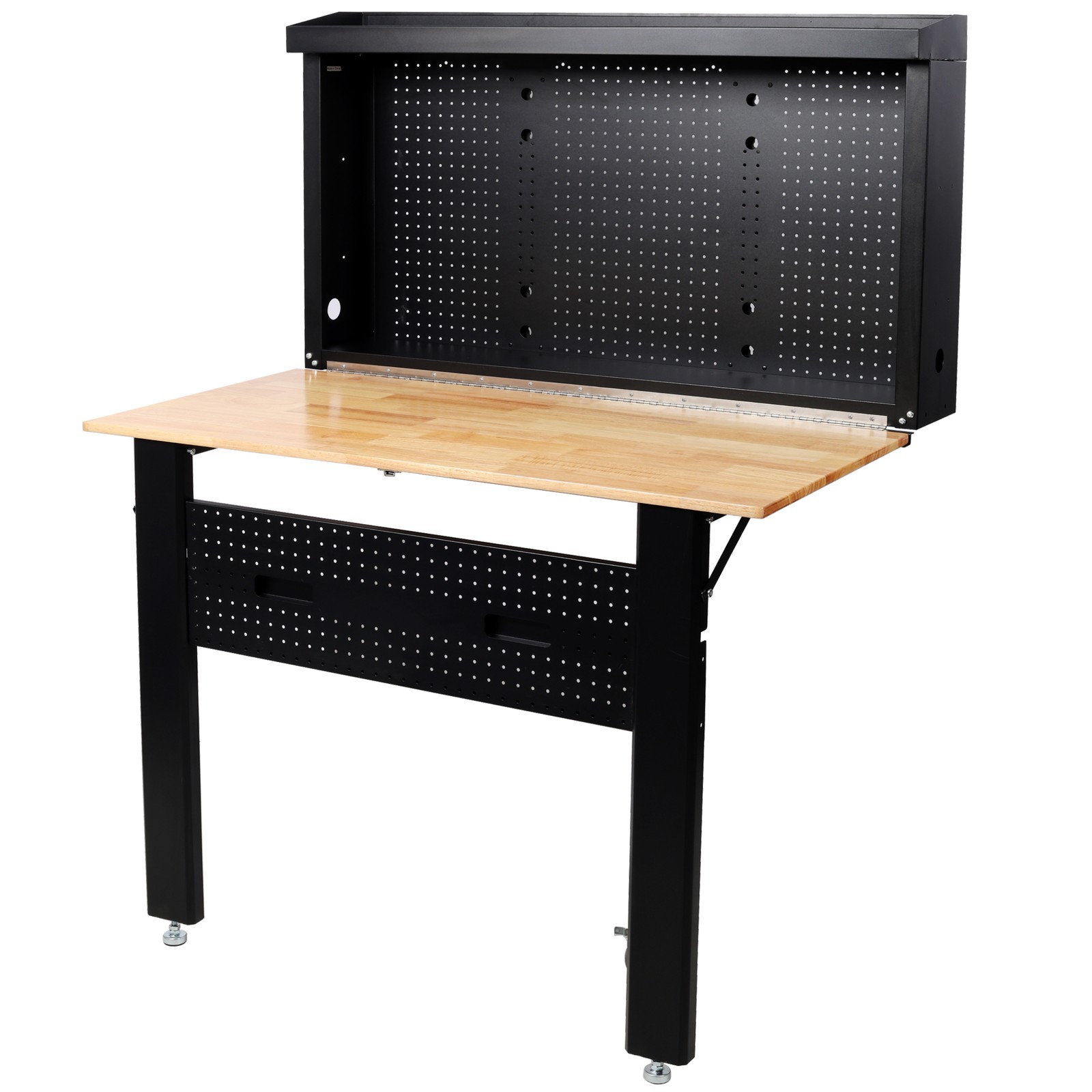 Wall Mounted Workbench, Robust Foldable Workbench with Rubberwood Work Surface