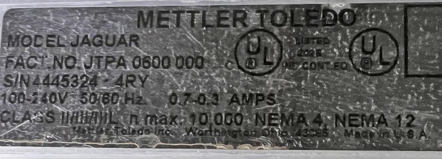 Mettler Toledo JTPA 0600 000 JAGUAR Scale Controller Interface Panel 100-240v-ac