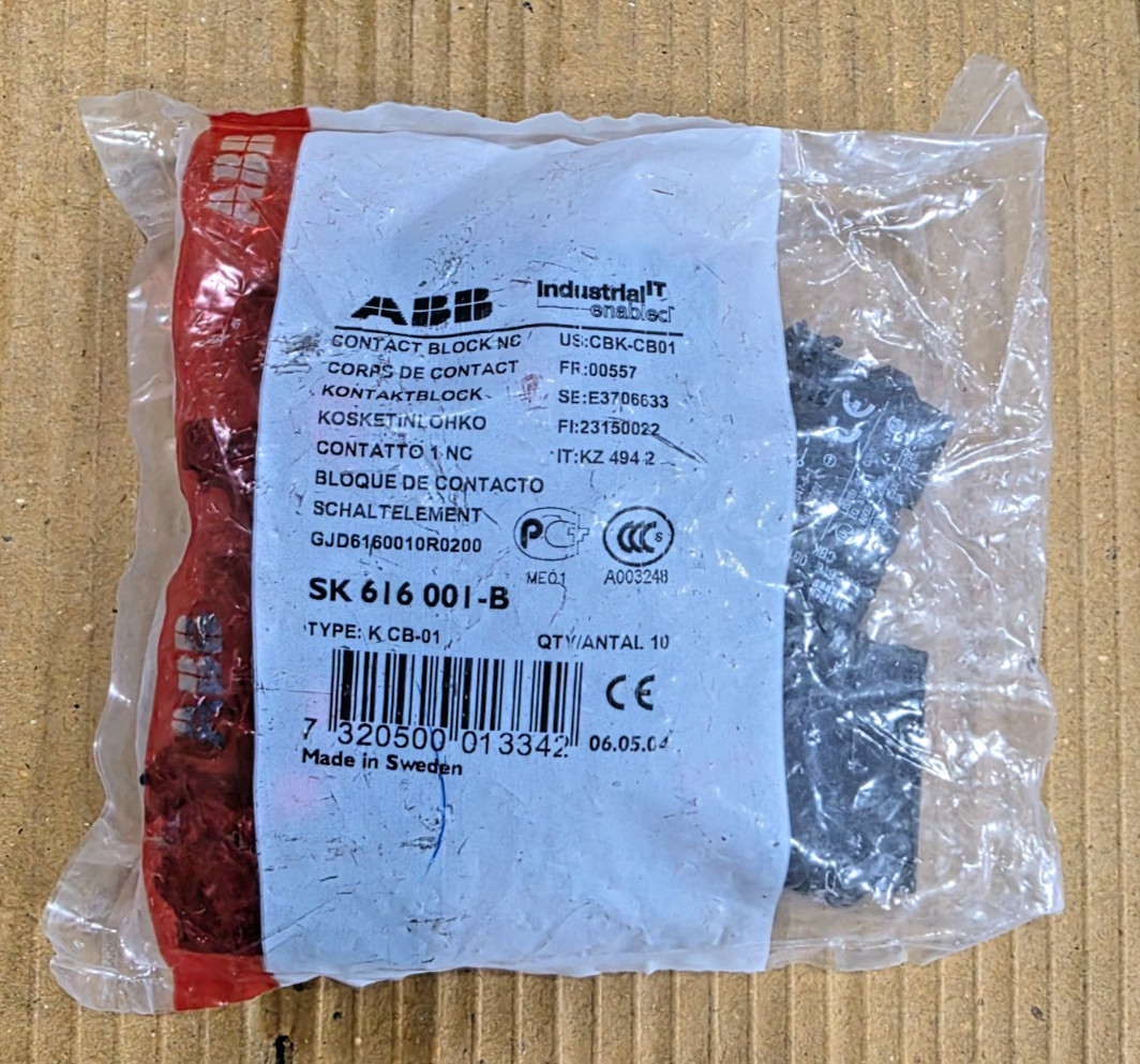 ABB CONTACT BLOCK NC SK 616 001-B QTY-10 PC