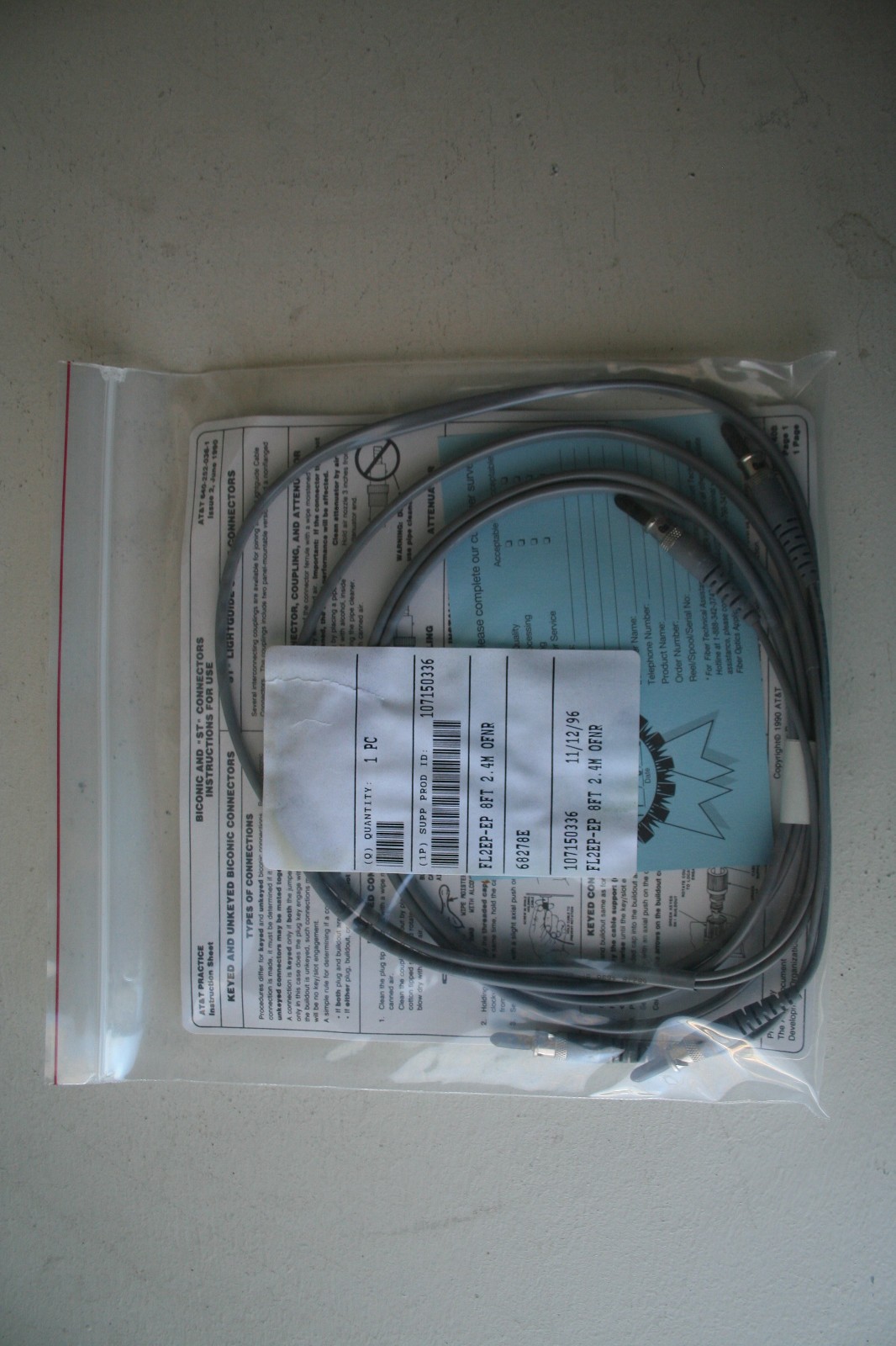 New Lucent Technologies FL2EP-EP 8FT 2.4M OFNR Fiber Optic Cable – 107150336