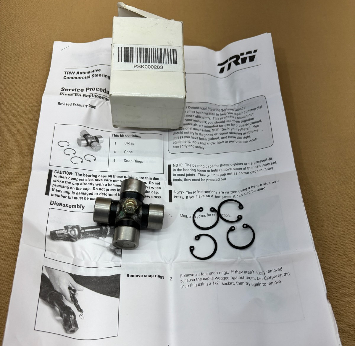 Transportation South PSK000283 U-Joint Kit Greaseable Cross Steering SK000283
