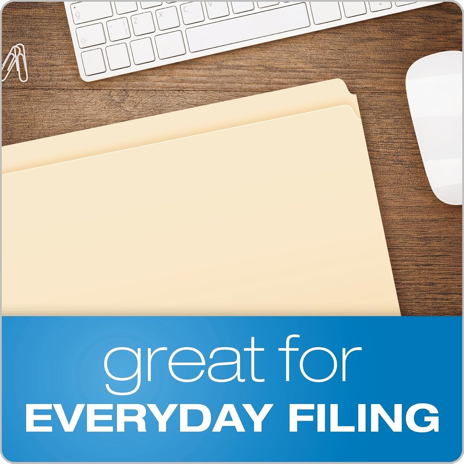 Durable 100 Pack Manila File Folders – Straight Cut, Perfect for Everyday Use