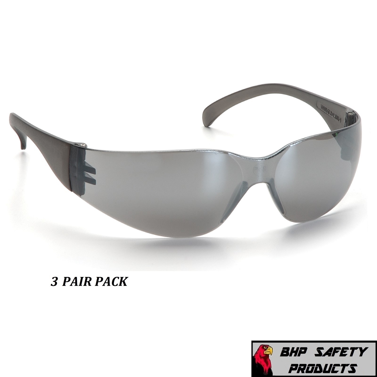 (3 PAIR) PYRAMEX INTRUDER SAFETY GLASSES SILVER MIRROR LENS SUNGLASSES S4170S