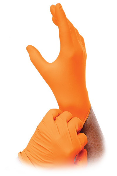 XXL ORANGE LIGHTNING NITRILE GLOVES 6 mil with pH5.5 (NEW Box of 20 Gloves)
