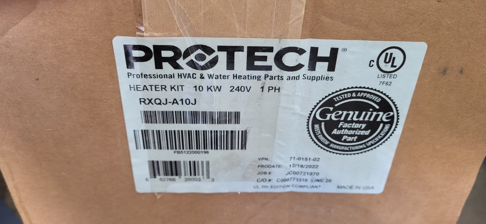 Rheem RXQJ-A10J Heater Kit 10kW Single Phase KW Heat Strip RXQJ-A10J