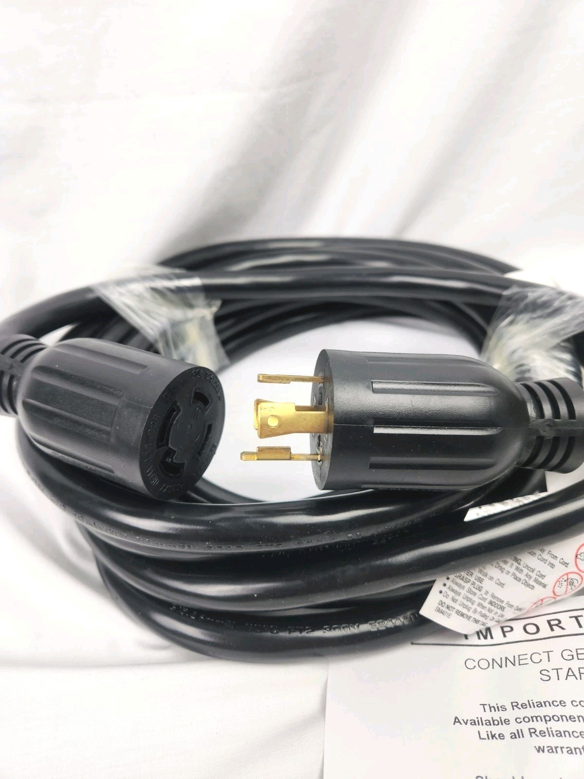 RELIANCE Controls PC3020M Black 7500W 250V 30A Outdoor Generator Cord 20′ L14-30