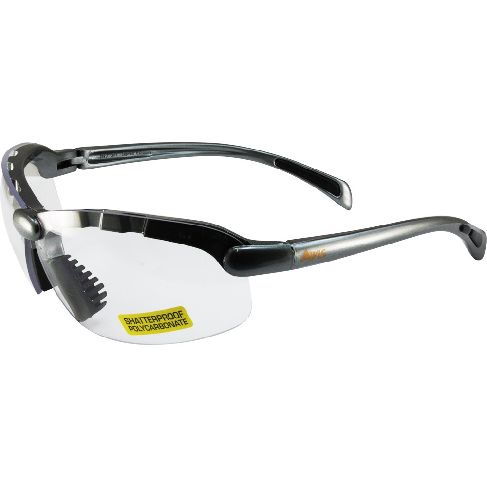 Global Vision C-2 Safety Glasses 2 Pair Gray Frames w/Clear & Smoke Lenses Ansi