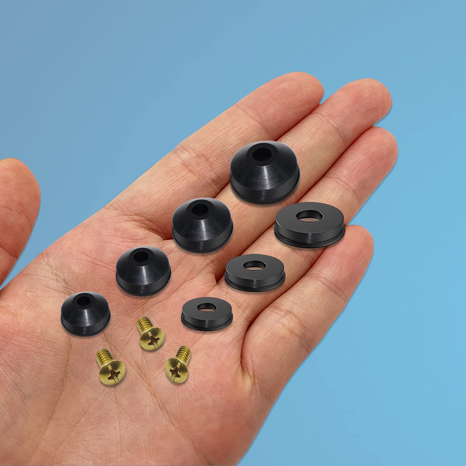 ZDBB 106 pcs Flat and Beveled Faucet Washers Brass Bibb 106 PCS, Black
